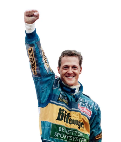 Benetton 1995 F1 Racing Suit - Worn Victory Pose