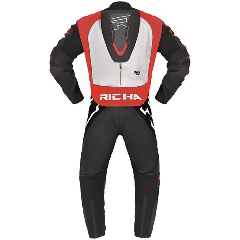 Richa Stradale One Piece Leathers Red White Back View - Race Blaze