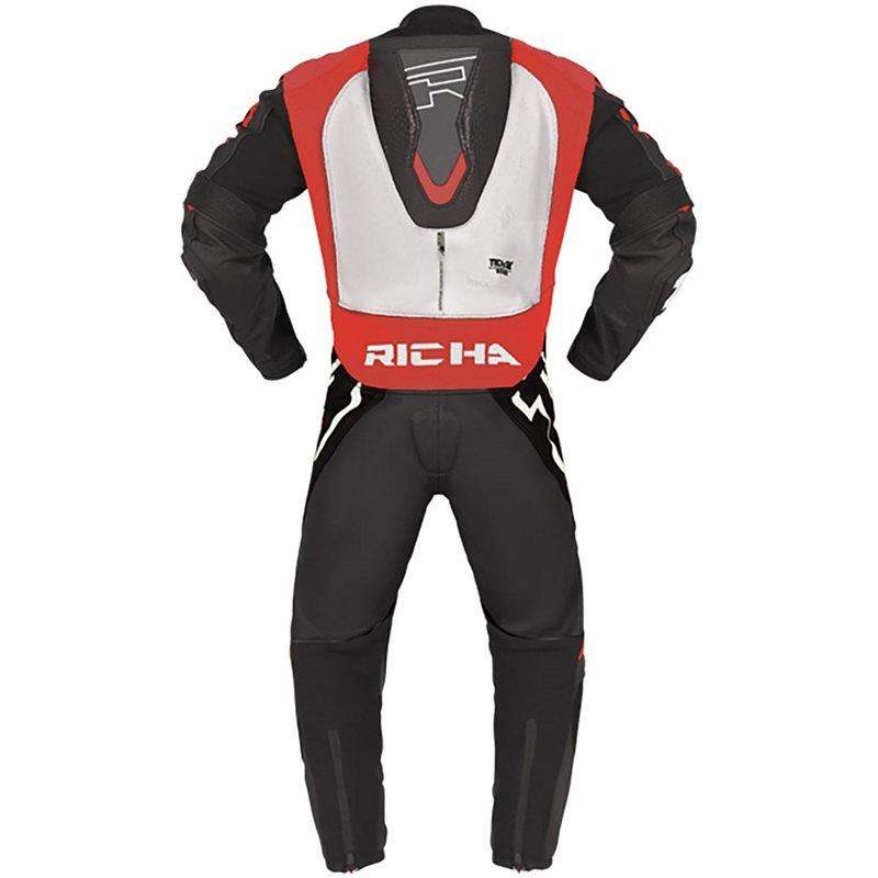 Richa Stradale One Piece Leathers Red White Back View - Race Blaze