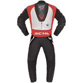 Richa Stradale One Piece Leathers Red White Back View - Race Blaze