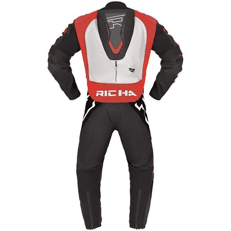 Richa Stradale One Piece Leathers Red White Back View - Race Blaze