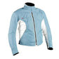 Bottari Lady Motorcycle Jacket in light blue polyester with white panels, high collar and front zipper closure