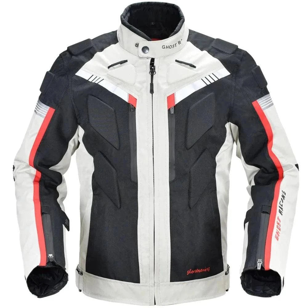 Knight Cycling Biker Motorcycle Road Jacket White Pink Front - Race Blaze