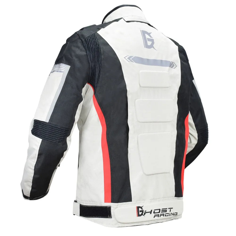 Knight Cycling Biker Motorcycle Road Jacket White Pink Back - Race Blaze