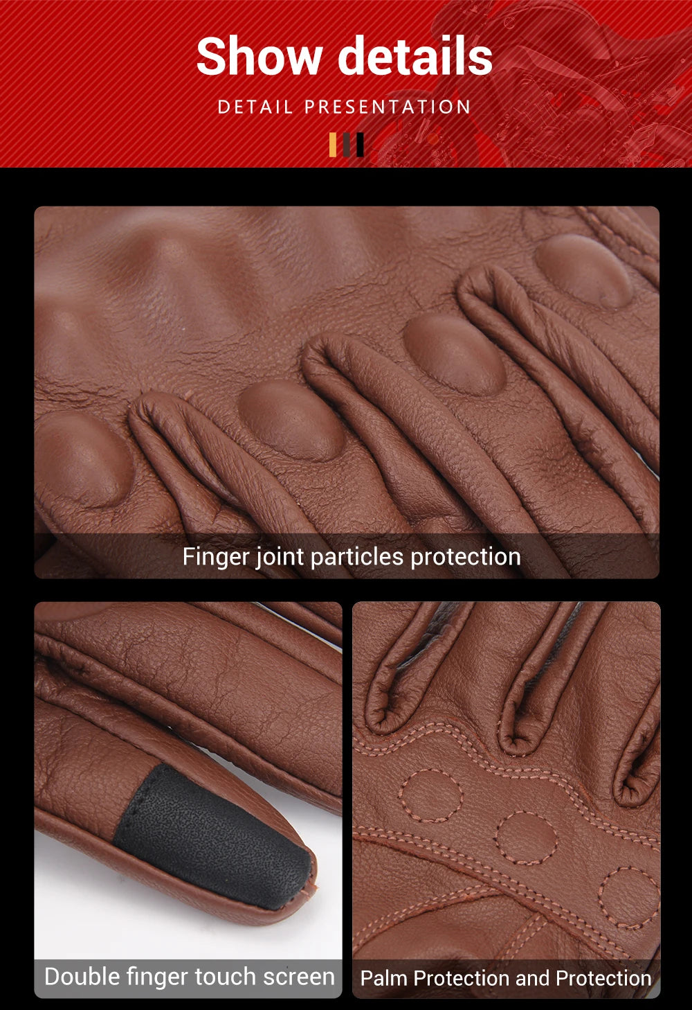 Motorcycle Gloves CE Men's Retro Moto Gloves Touch Screen