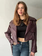 Vintage Leather Jacket Women Single Breasted Short Casual Pose - Race Blaze