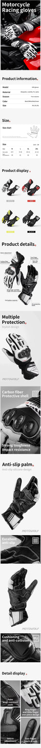 Genuine Leather Motorcycle Windproof Gloves Black Single - Race Blaze