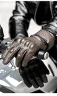 Motorcycle Gloves Winter Waterproof Leather Touchscreen Black - Race Blaze