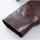 Casual Dark Red Zipper Leather Short Jacket Women  - Race Blaze