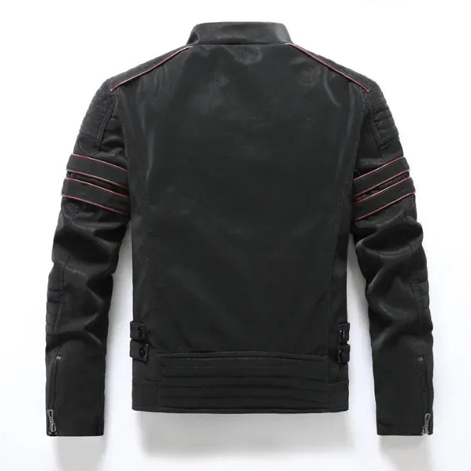 Winter Leather Jacket Fleece Warm Causal Motorcycle Embroidery PU Coats