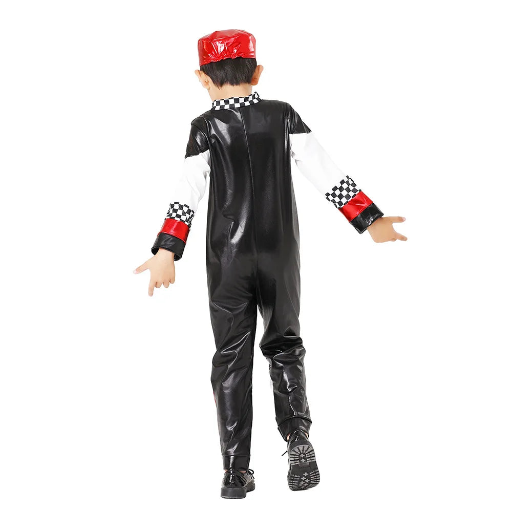 Child Race Car Driver Costumes Carnival Racer Jumpsuit