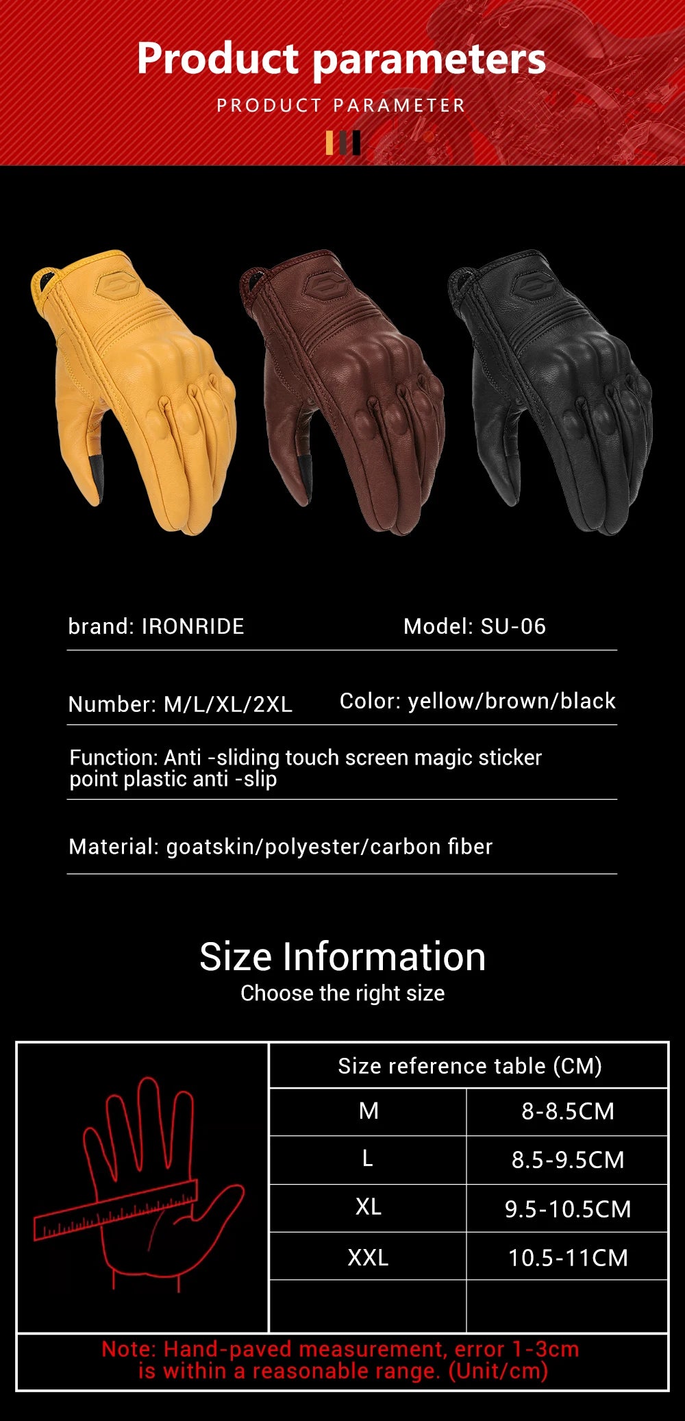 Motorcycle Gloves CE Men's Retro Moto Gloves Touch Screen