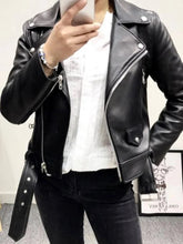 Autumn Women Faux PU Leather Jacket Casual Lapel Coat On Model - Race Blaze