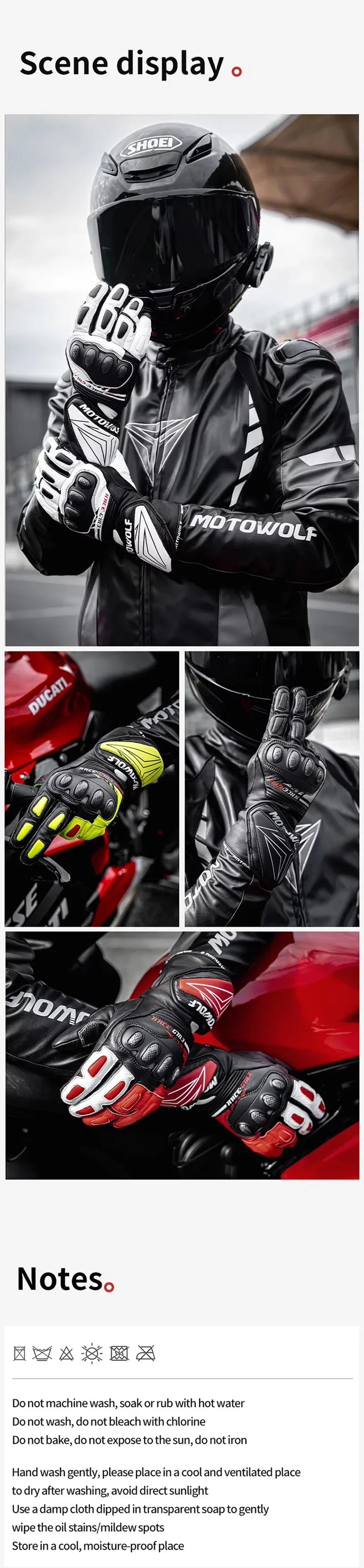 Genuine Leather Motorcycle Windproof Gloves Black Single - Race Blaze