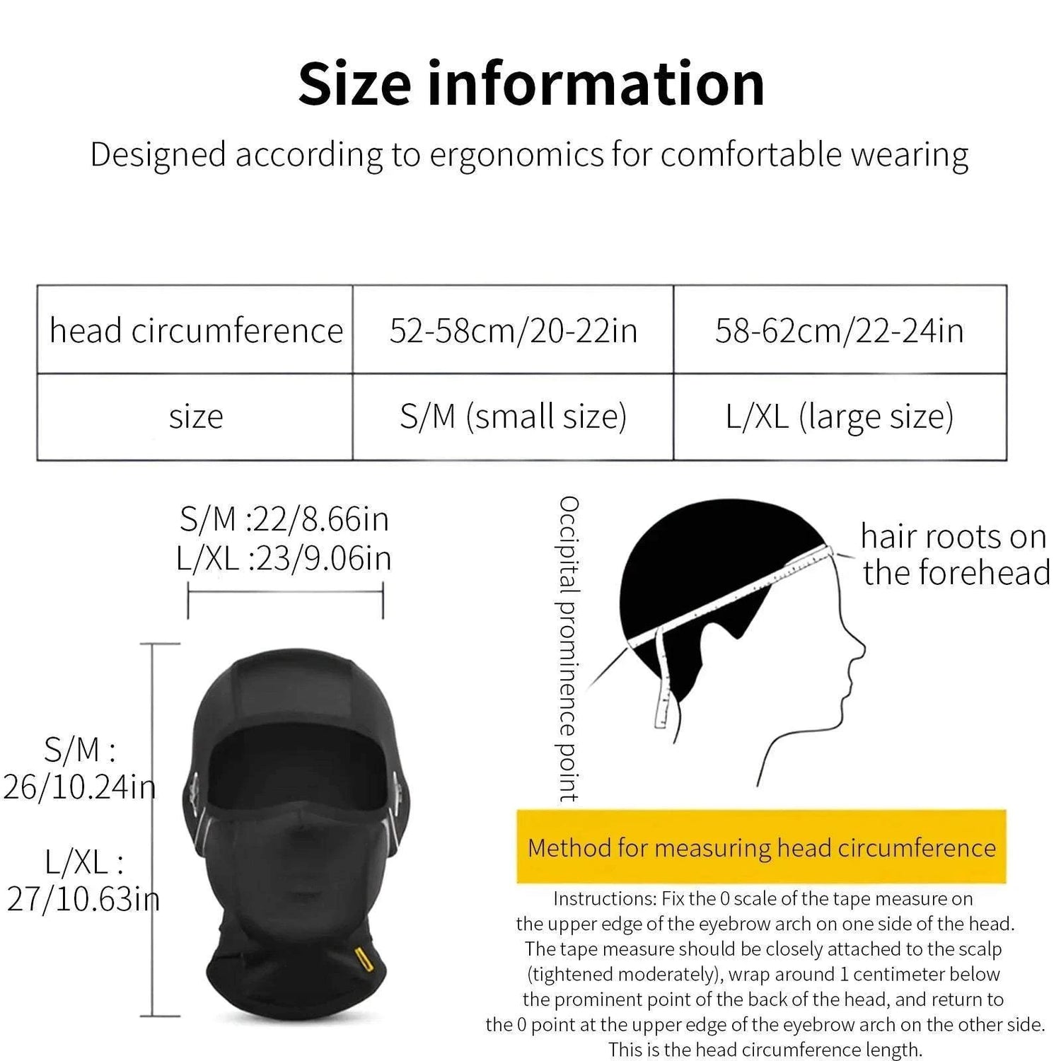 Balaclava Motorcycle Face Mask Moto Helmet Bandana Size Chart - Race Blaze