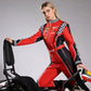 Highway Cycling Drifting Racer Kart Jumpsuit Red Women Side - Race Blaze