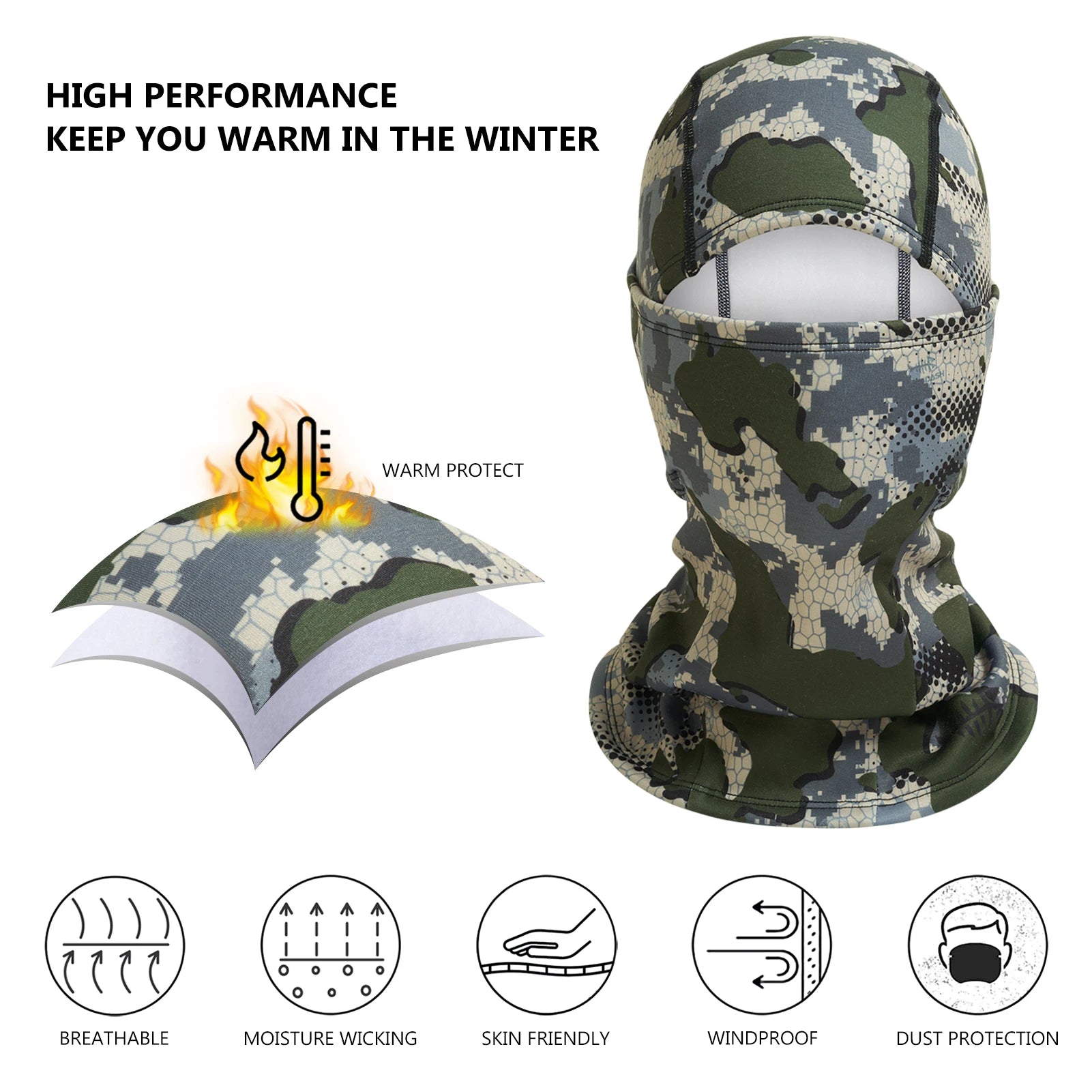 Hood Mask Windproof Fleece Neck Gaiter  Fishing Hunting Motorcycling
