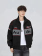 High Quality Embroidered Motorcycle Racing Jacket On Model Full - Race Blaze