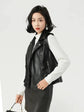 Fashion Suit Lapel Leather Vest Women Motorcycle Jacket On Model Front - Race Blaze