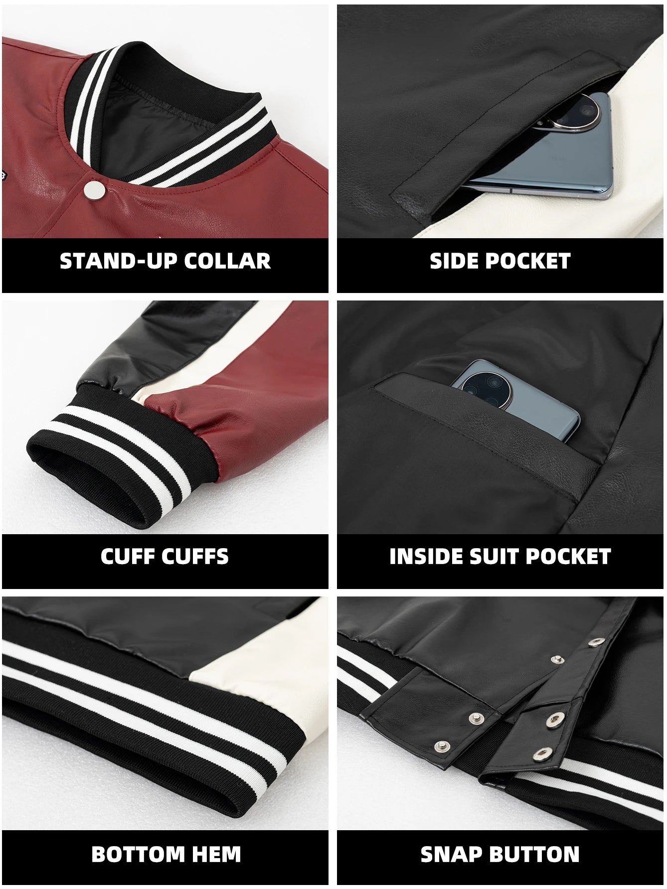 Leather Jacket Motorcycle Bomber Jacket Letter Embroidery Coats