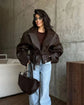 Casual Dark Red Zipper Leather Short Jacket Women  - Race Blaze