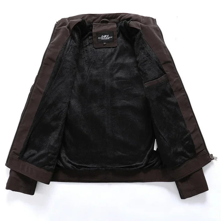 Winter Leather Jacket Fleece Warm Causal Motorcycle Embroidery PU Coats