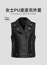 Fashion Suit Lapel Leather Vest Women Motorcycle Jacket Flat View - Race Blaze