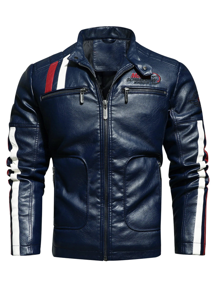 Men's motorcycle PU leather racing suit color motorcycle jacket