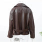 Casual Dark Red Zipper Leather Short Jacket Women  - Race Blaze