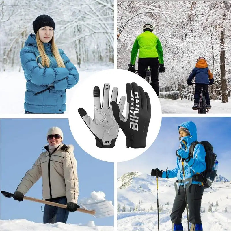 Cold Weather Biking Gloves Touchscreen Motorcycle Mittens Reflective