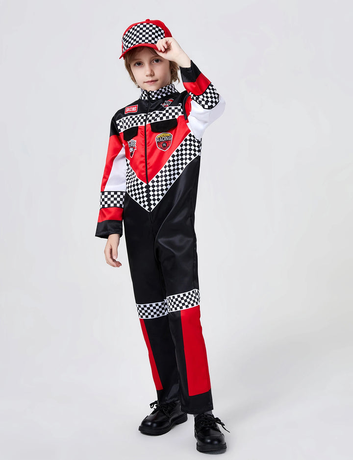 Kids Racer Cosplay Costume - Red One Piece Racing Uniform