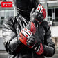 Genuine Leather Motorcycle Windproof Gloves Red Grip Detail - Race Blaze