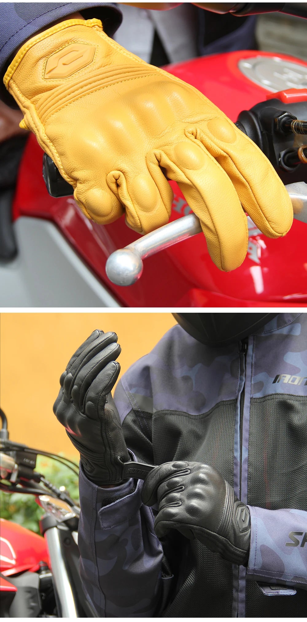 Motorcycle Gloves CE Men's Retro Moto Gloves Touch Screen