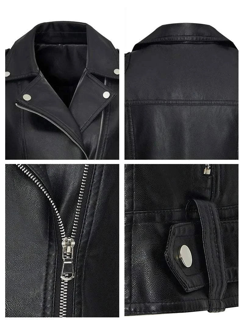 Fashion Suit Lapel Leather Vest Women Motorcycle Jacket Flat View - Race Blaze