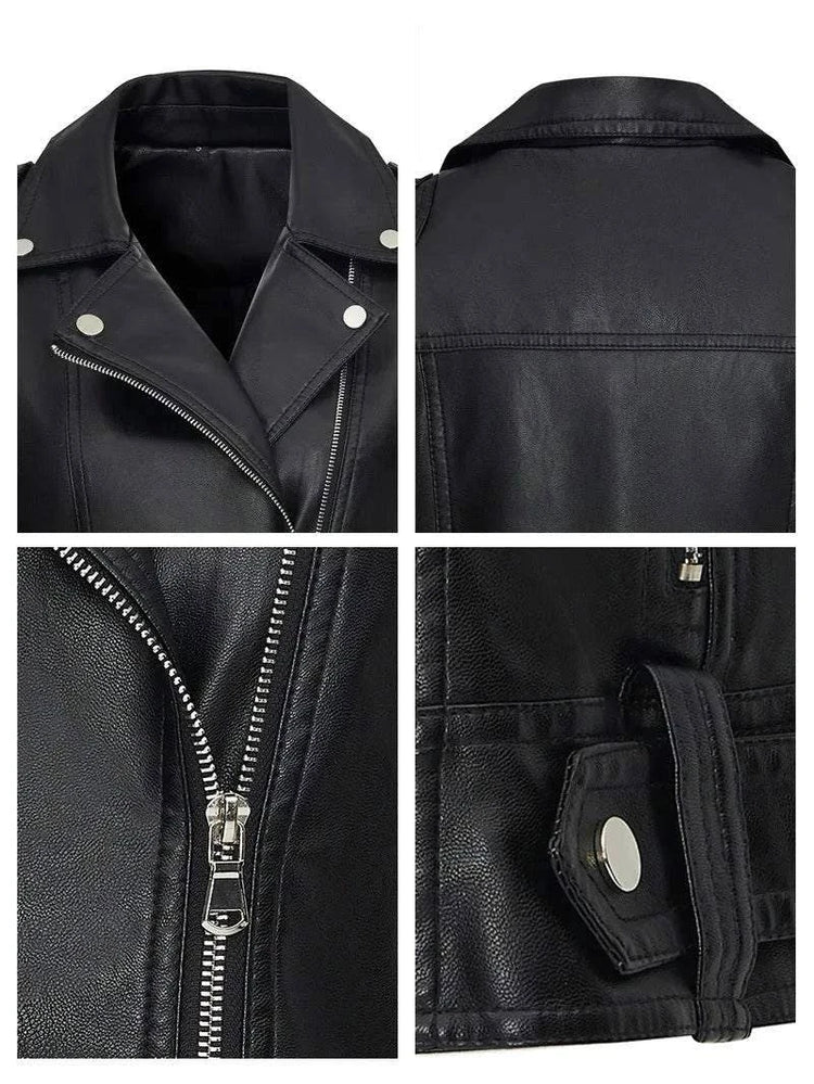 Fashion Suit Lapel Leather Vest Women Motorcycle Jacket Flat View - Race Blaze
