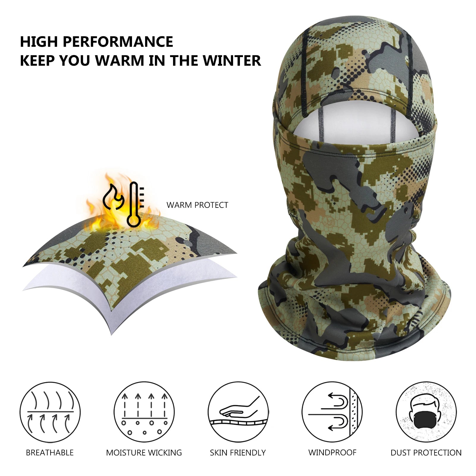 Hood Mask Windproof Fleece Neck Gaiter  Fishing Hunting Motorcycling