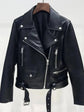 Autumn Women Faux PU Leather Jacket Casual Lapel Coat Dark Shot - Race Blaze