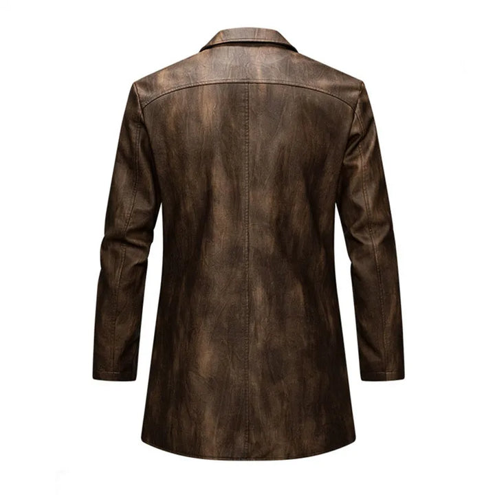 Spring Autumn Men's Vintage Leather Coats Fashion Pu Trench Outwear