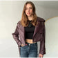 Vintage Leather Jacket Women Single Breasted Short Black - Race Blaze