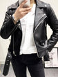 Autumn Women Faux PU Leather Jacket Casual Lapel Coat Dark Shot - Race Blaze