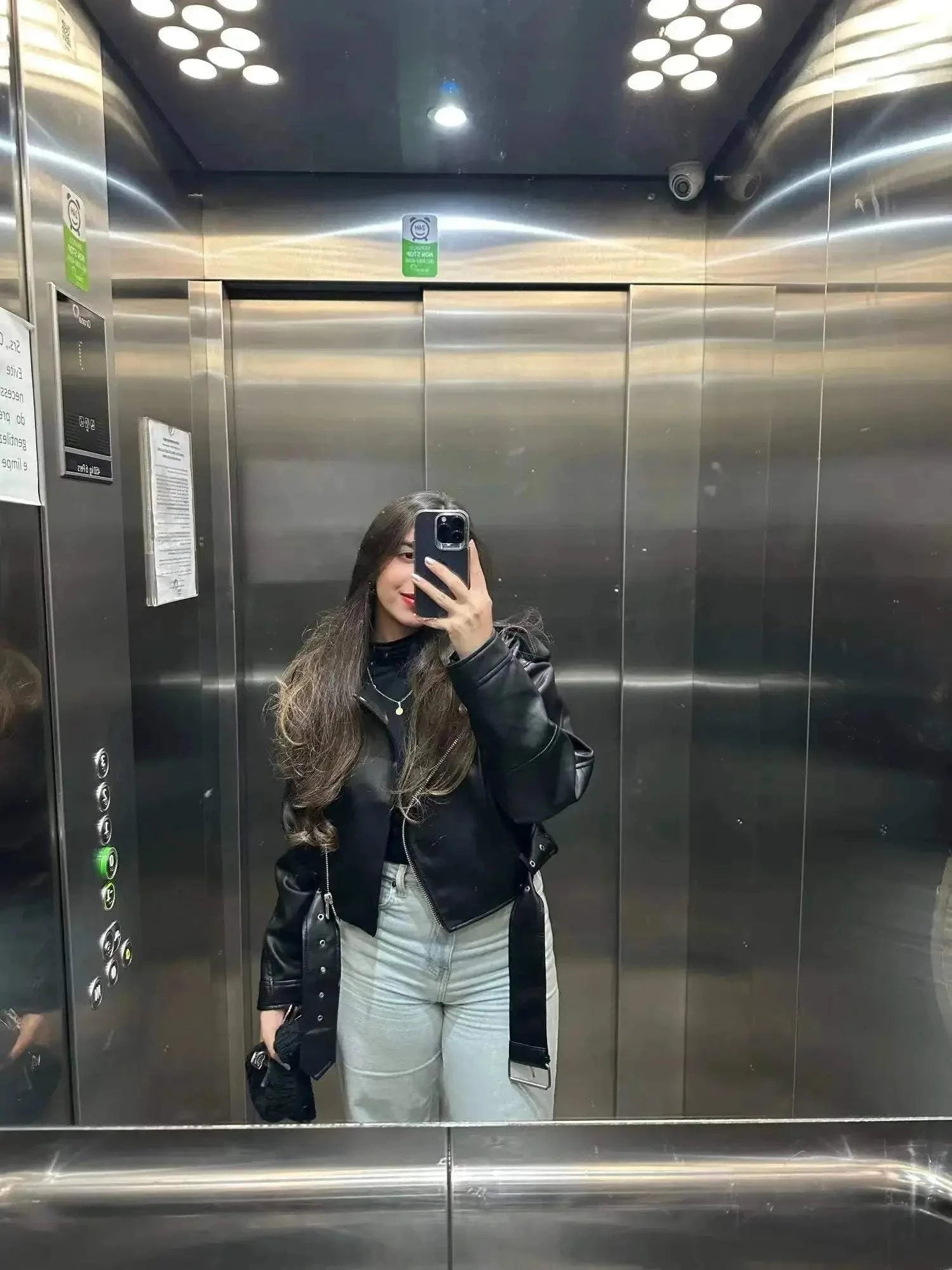 Women Oversized Vintage Loose Faux Leather Short Jacket Black Flat - Race Blaze