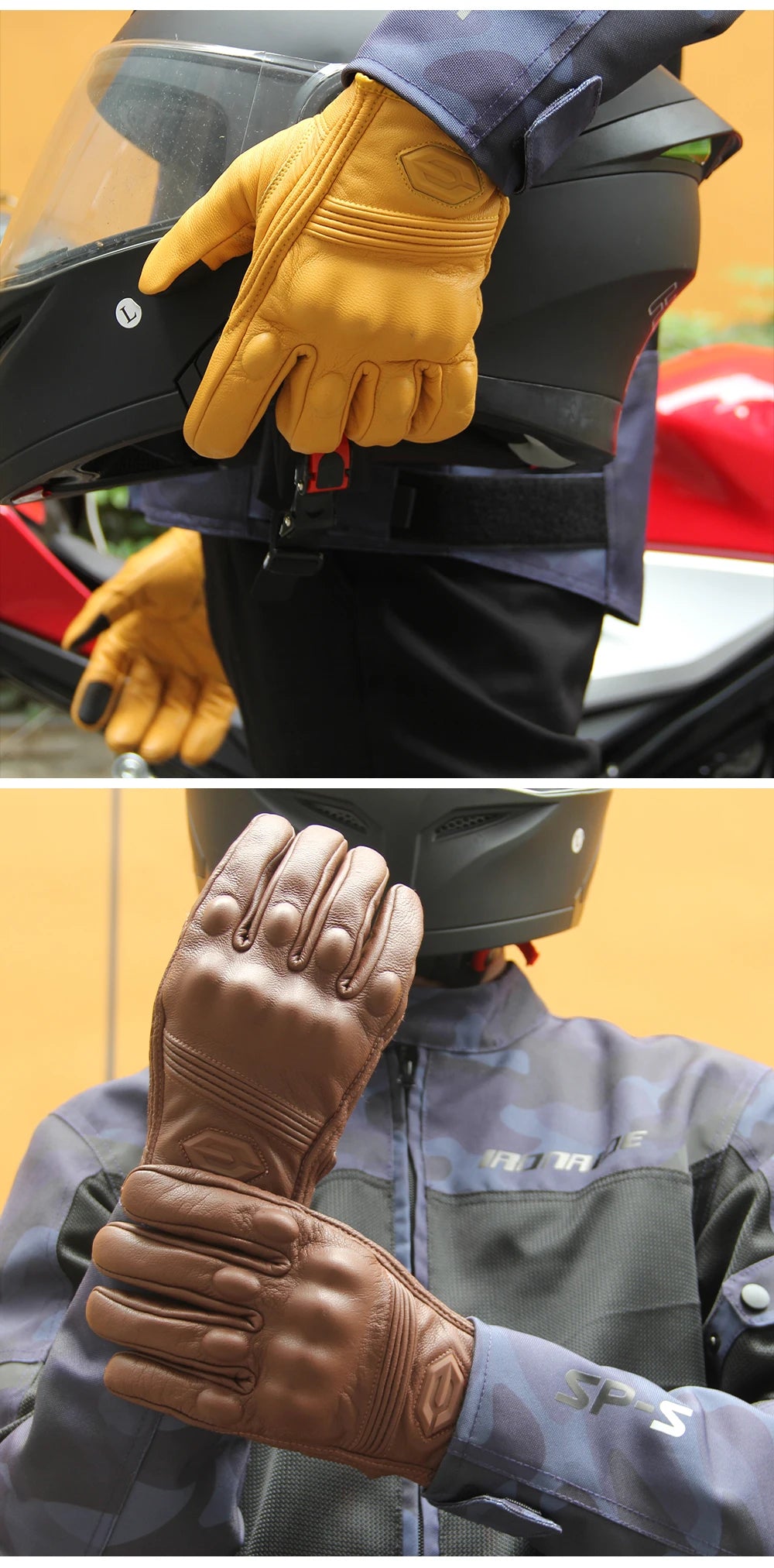 Motorcycle Gloves CE Men's Retro Moto Gloves Touch Screen