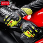 Genuine Leather Motorcycle Windproof Gloves Red Accent - Race Blaze