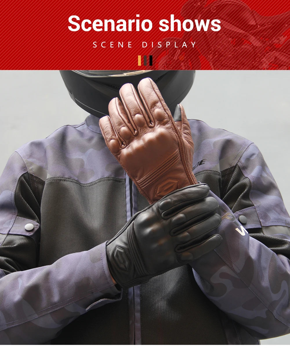 Motorcycle Gloves CE Men's Retro Moto Gloves Touch Screen