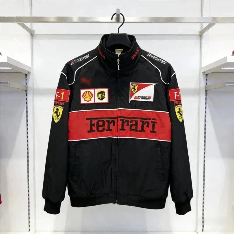 Embroidered F1 racing suit casual jacket for men and women with bold motorcycle-inspired detailing