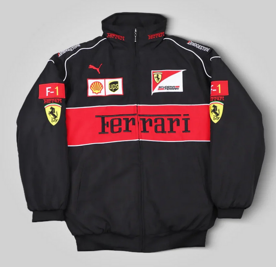 Black Ferrari F1 Racing Jacket