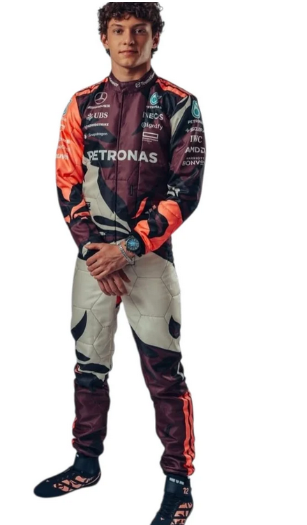 Burgundy, Orange & Grey Racing Suit