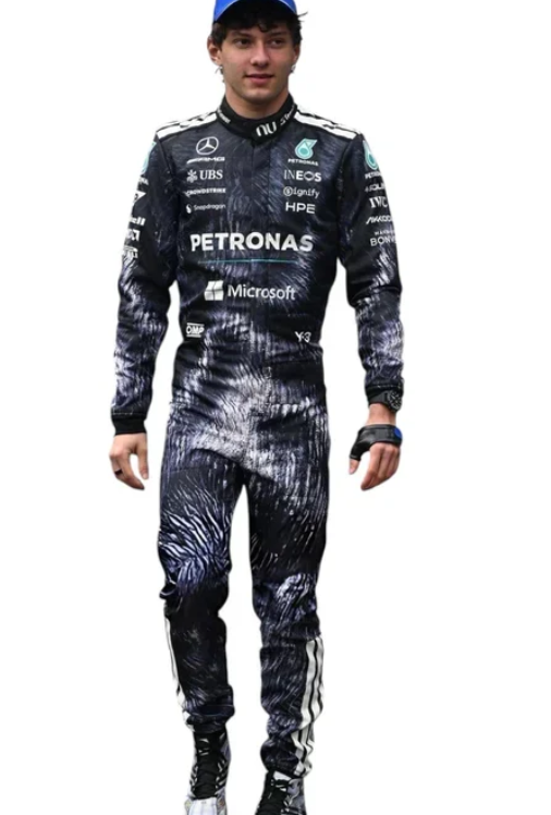 Black & Silver Patterned Racing Suit