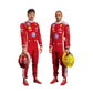 2026 Ferrari HP F1 Team Replica Race Suit in official red with full sponsor logos including HP and Shell