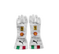 2025 Scuderia Ferrari F1 Team Monza GP white race gloves with Ferrari, Shell, Richard Mille, Puma logos and Italian flag cuff detail